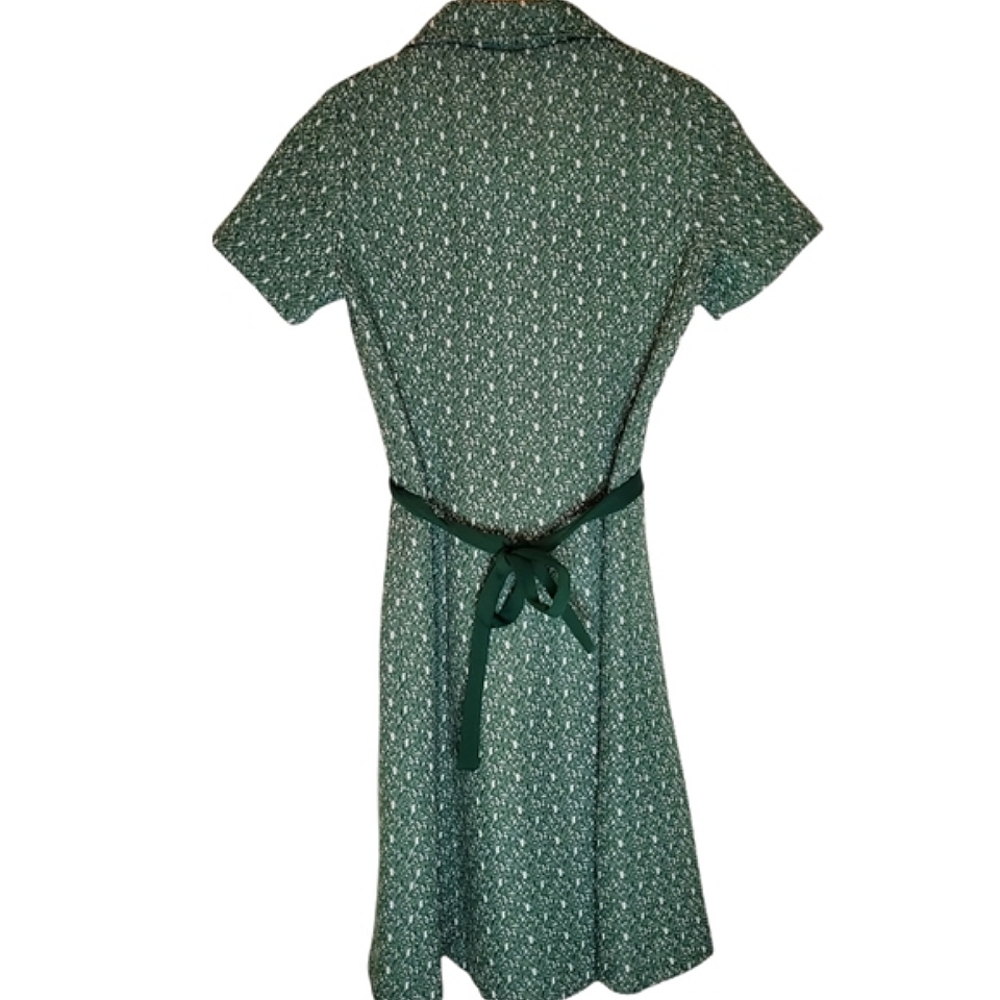 Speedy Green 70s Athletic Polyester Zip-Up Dress with Waist Tie - Picture 2 of 14
